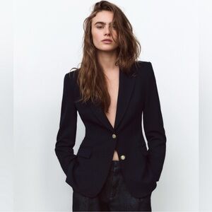 ZARA fitted blazer with shoulder pads S academia chic